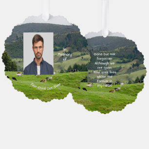 Memorial Keepsake Cattle Farm Landscape Tree Decoration Card