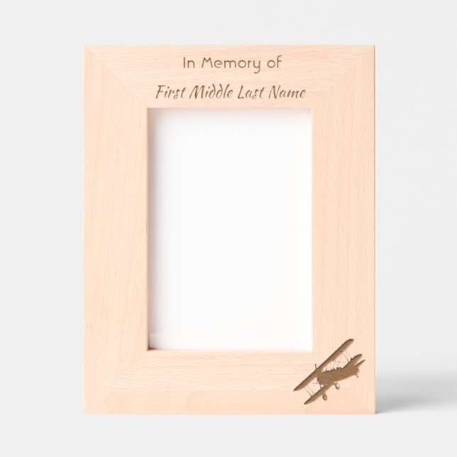 Memorial Keepsake  Clouds Biplane Sky Etched Frames (Front)