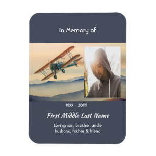 Memorial Keepsake  Clouds Biplane Sky Magnet