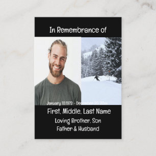 Memorial Keepsake Cross Country Skiing Business Card