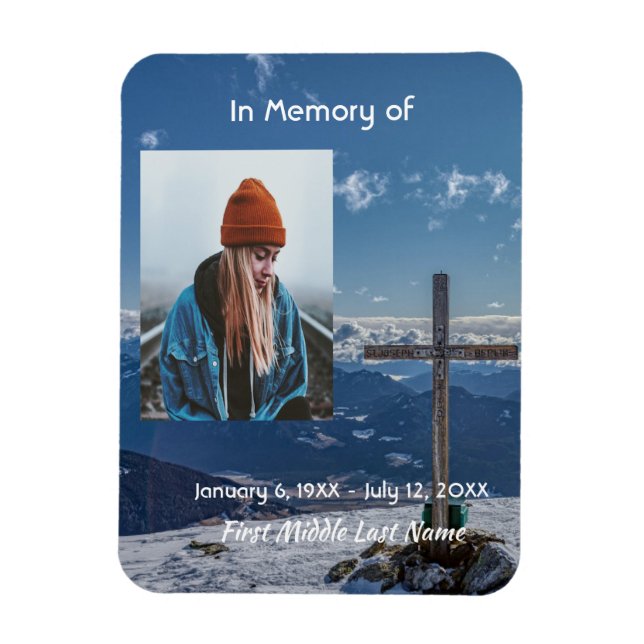 Memorial Keepsake Cross Crucifix Mountain Magnet (Vertical)