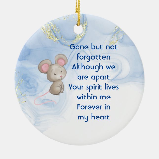 Memorial Keepsake Cute Little Mouse Children Ceramic Ornament (Back)