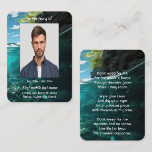 Memorial Keepsake Deep Sea Diving Diver Business Card