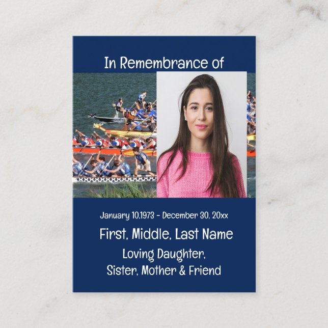 Memorial Keepsake Dragon Boat Rowing Business Card (Front)