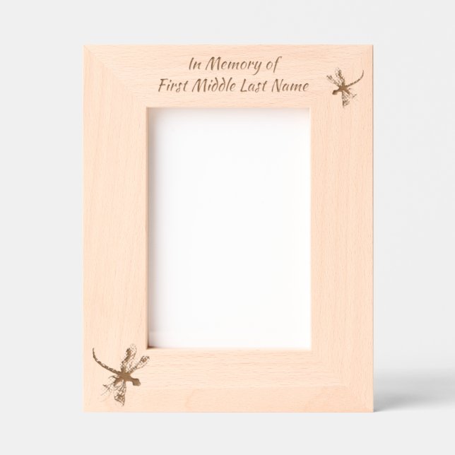 Memorial Keepsake Dragonfly White Flower Etched Frames (Front)