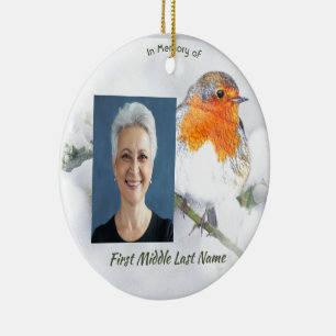 Memorial Keepsake English Robin Bird Ceramic Ornament