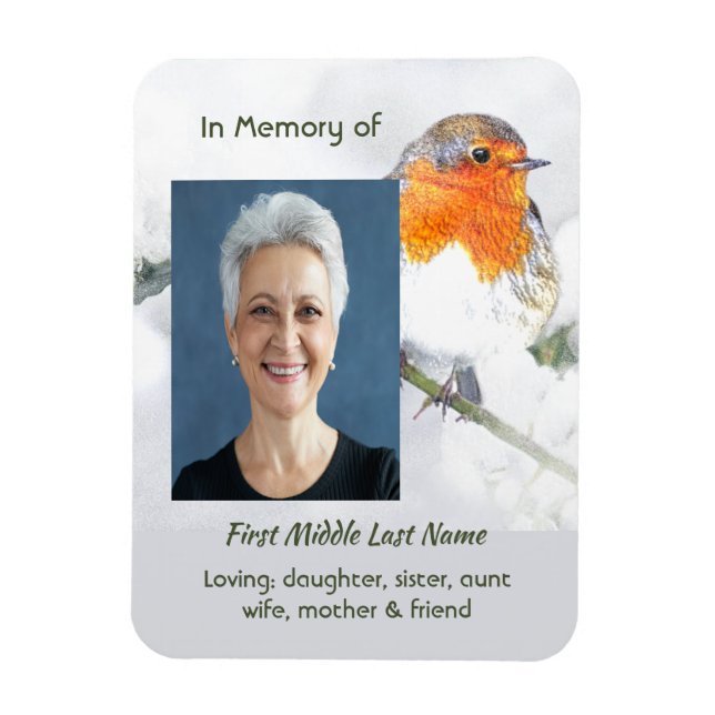  Memorial Keepsake English Robin Bird Magnet (Vertical)