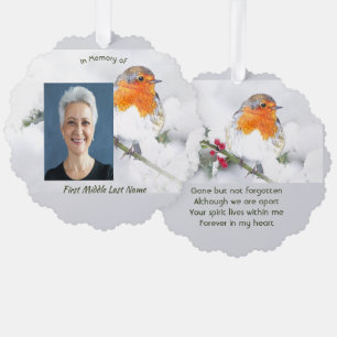 Memorial Keepsake English Robin Bird Tree Decoration Card
