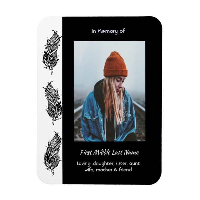Memorial Keepsake Feather Tribal Boho  Magnet (Vertical)