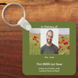 Memorial Keepsake Field of Red Poppy Key Ring