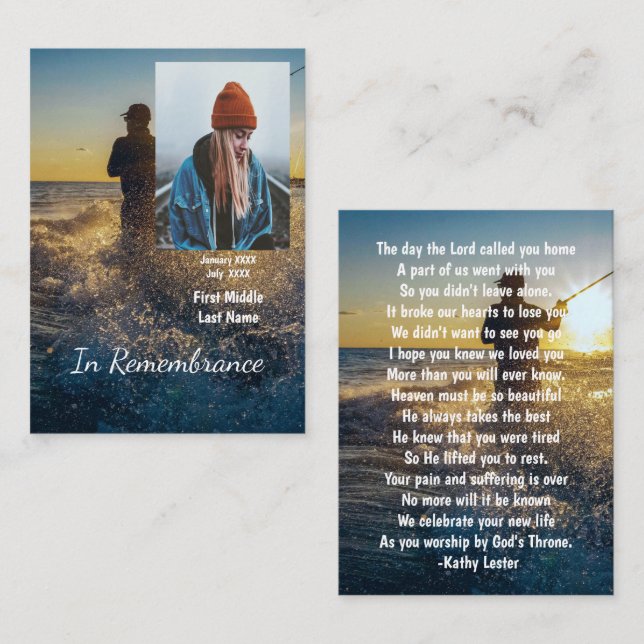 Memorial Keepsake Fisherman Fishing Fish Business Card (Front/Back)