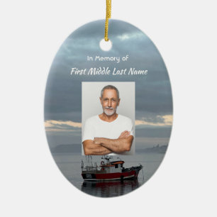Memorial Keepsake  Fishing Boat Fisherman Ceramic Ornament