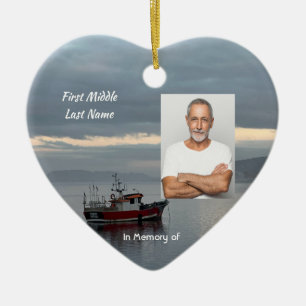Memorial Keepsake Fishing Boat Fisherman Ceramic Ornament