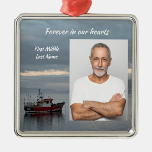 Memorial Keepsake Fishing Boat Fisherman Metal Ornament
