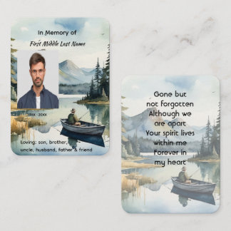 Memorial Keepsake Fishing Lake in Boat Calling Card