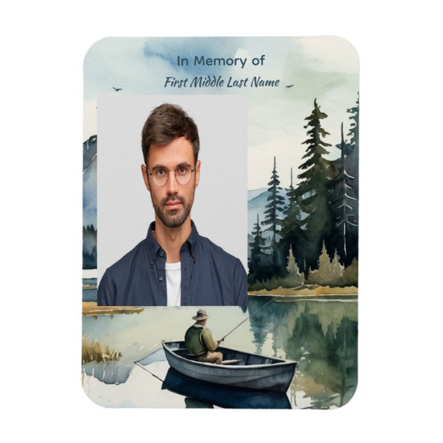  Memorial Keepsake Fishing Lake in Boat Magnet (Vertical)