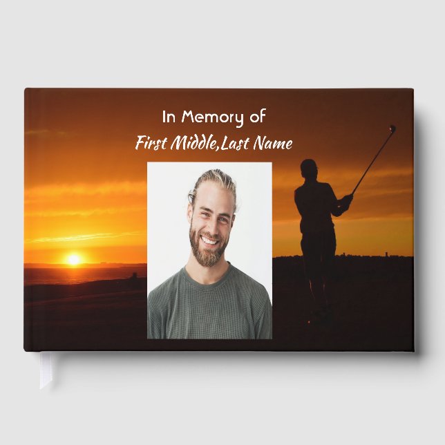 Memorial Keepsake Golfer Golfing Golf  Guest Book (Front)