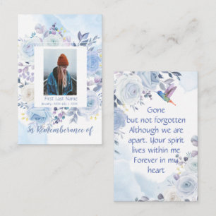 Memorial Keepsake Hummingbird Blue Roses  Business Card