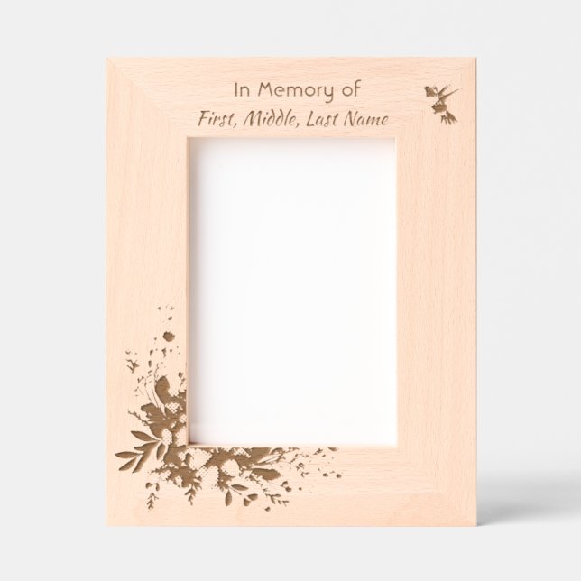 Memorial Keepsake  Hummingbird Yellow Roses  Etched Frames (Front)