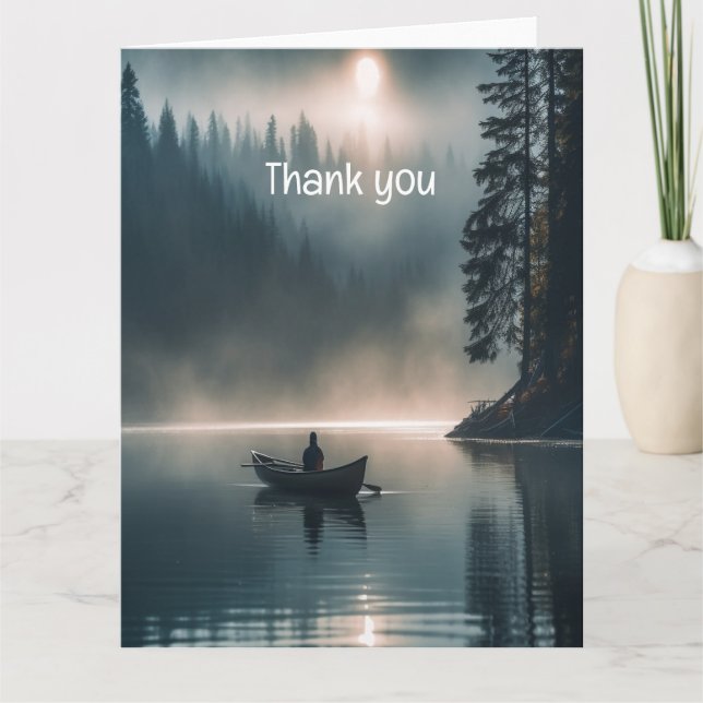 Memorial Keepsake Lake Fishing Rowing Boat Thank You Card (Front)