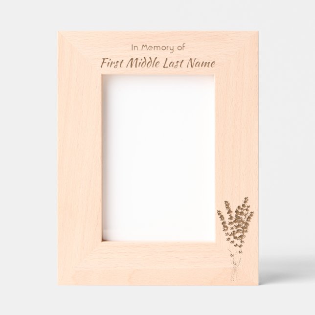 Memorial Keepsake Lavender Garden Flower Etched Frames (Front)