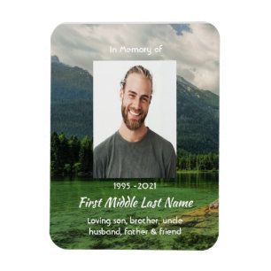 Memorial Keepsake Mountain Lake Landscape  Magnet