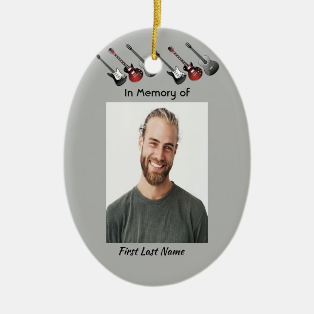  Memorial Keepsake Musician Guitar Music  Ceramic Ornament (Front)