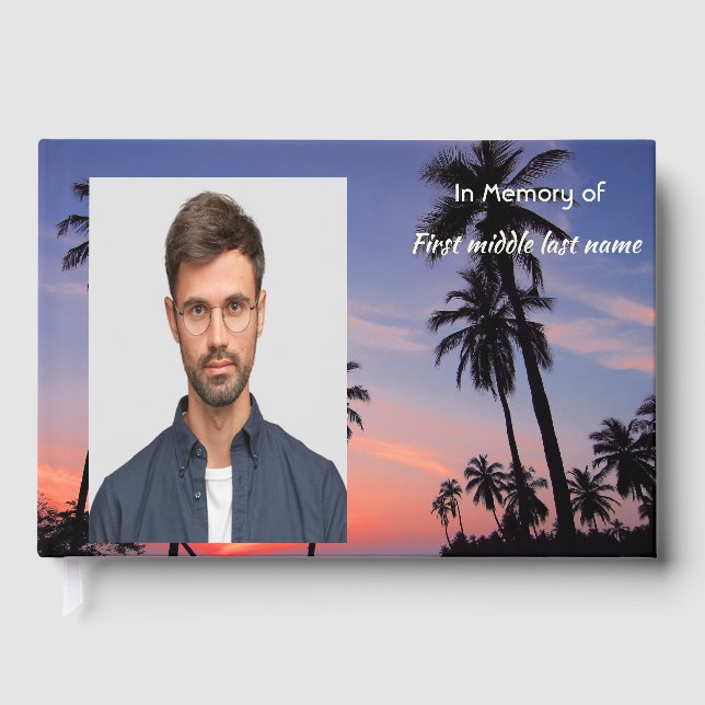 Memorial Keepsake Ocean Sea, Tropical Beach Guest Book (Front)