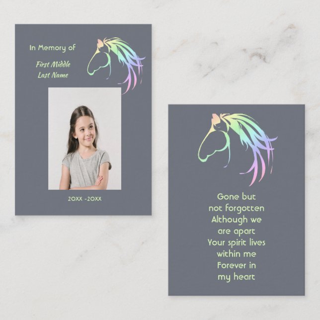  Memorial Keepsake Pastel Horse Art Business Card (Front/Back)