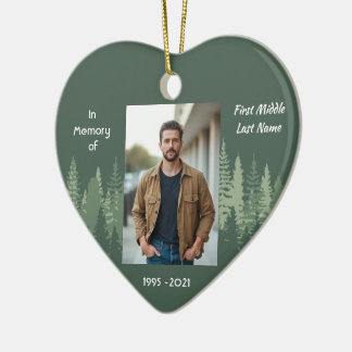 Memorial Keepsake Photo Wilderness Forest Trees Ceramic Ornament