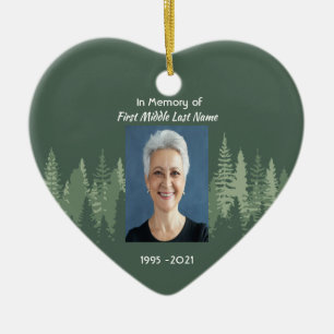 Memorial Keepsake Photo Wilderness Forest Trees Ceramic Ornament