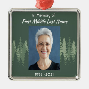 Memorial Keepsake Photo Wilderness Forest Trees Metal Ornament