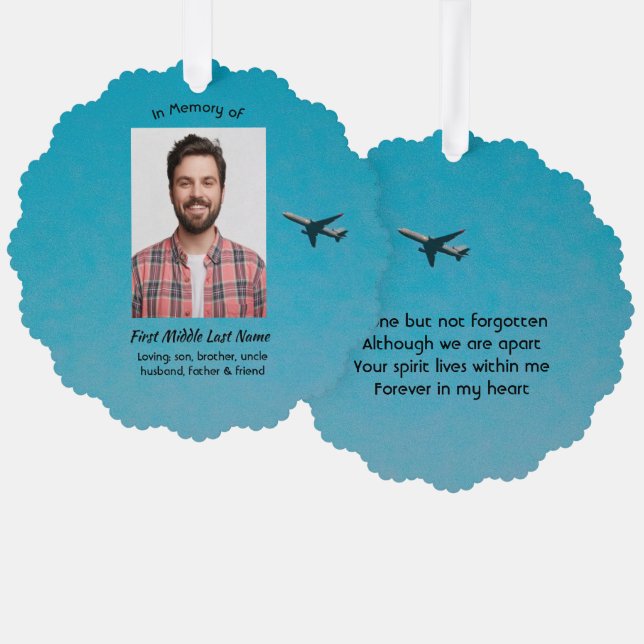  Memorial Keepsake Pilot Aeroplane Flying Tree Decoration Card (Front/Back)