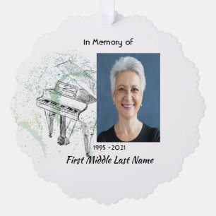 Memorial Keepsake Prayer Piano Musician Tree Decoration Card