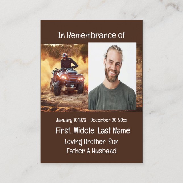 Memorial Keepsake Quad Dirt Motor Bike Business Card (Front)