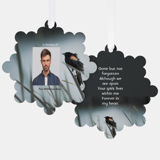 Memorial Keepsake  Red-wing Blackbird Tree Decoration Card (Front/Back)