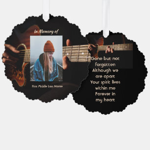 Memorial Keepsake Remembrance Music Guitar Tree Decoration Card