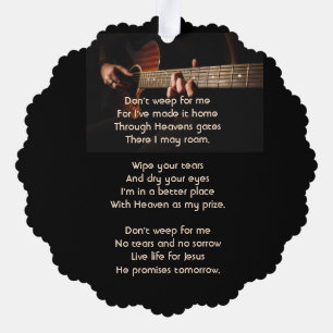 Memorial Keepsake Remembrance Music Guitar  Tree Decoration Card