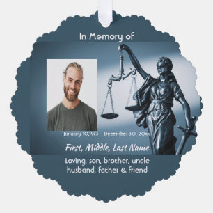 Memorial Keepsake Scales Justice Law Tree Decoration Card