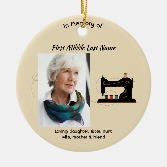 Memorial Keepsake Seamstress  Ceramic Ornament (Front)