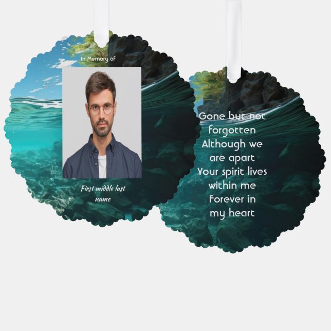 Memorial Keepsake Service Deep Sea Diving Diver Tree Decoration Card (Front/Back)