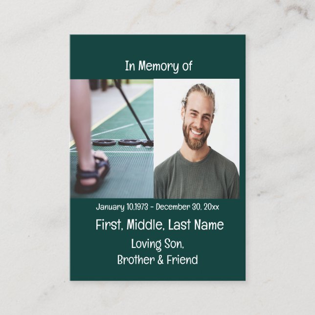 Memorial Keepsake Shuffle Board Game Business Card (Front)