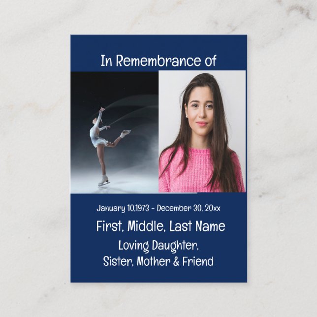 Memorial Keepsake Skating Skater Skates Business Card (Front)