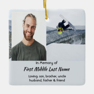 Memorial Keepsake Snowboarding Winter Ceramic Ornament