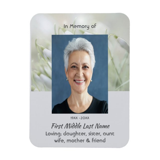 Memorial Keepsake  Snowdrop Flowers Magnet (Vertical)