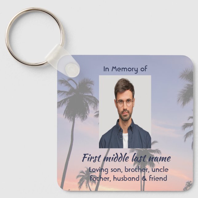 Memorial Keepsake Tropical Beach Key Ring (Front)