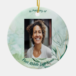 Memorial Keepsake Watercolor Foliage Ceramic Ornament