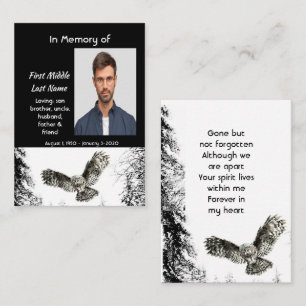 Memorial Keepsake Watercolor Owl Bird Business Card