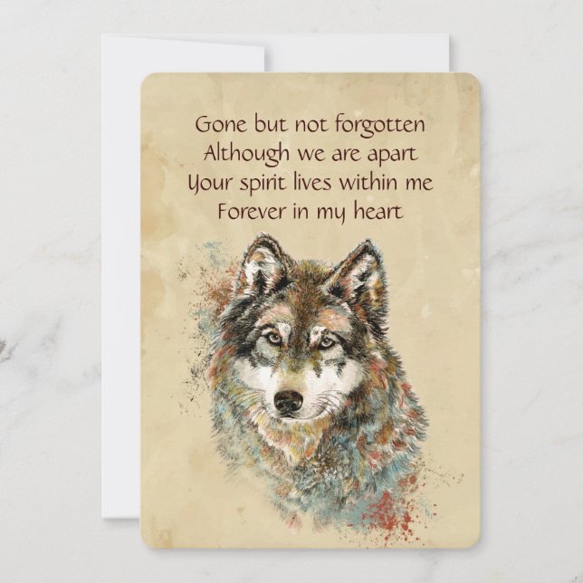 Memorial Keepsake Wolf Wolves Animal art Invitation (Front)