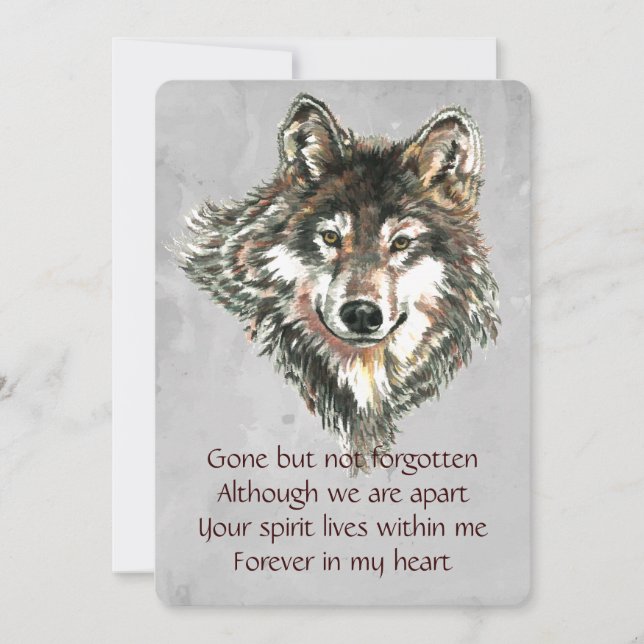 Memorial Keepsake Wolf Wolves Animal art Invitation (Front)